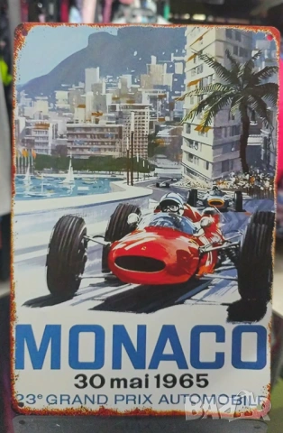 23 Grand Prix Automobile MONACO 30 mai 1965-страхотна метална табела
