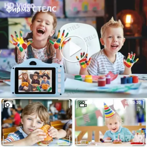  Детски фотоапарат STELS X750, Селфи камера, Full HD видео, Игри, снимка 16 - Образователни игри - 49842404