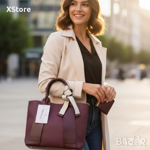 Елегантна бордо чанта 2 в 1 – стил и удобство за всяка жена, снимка 3 - Чанти - 52571999