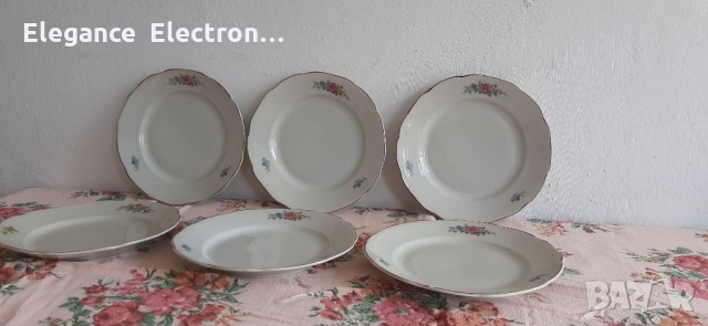 7.бр Български Порцеланови Чинии Рисувани рози. Среден размер.19см , снимка 1