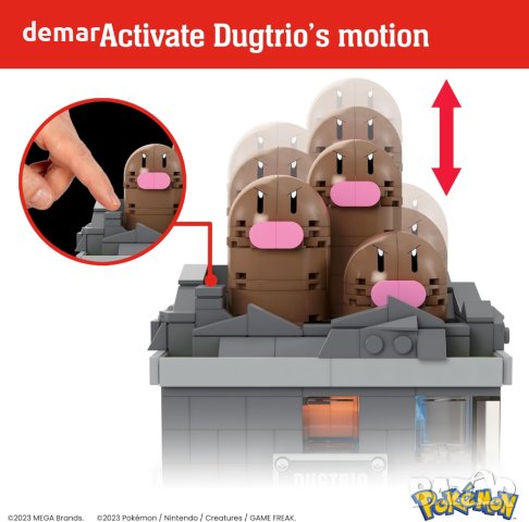 MEGA Pokémon Action 350 части сглобяема фигура Dugtrio с изскачащо движение за колекционери, HTH73, снимка 4 - Други игри - 44498277