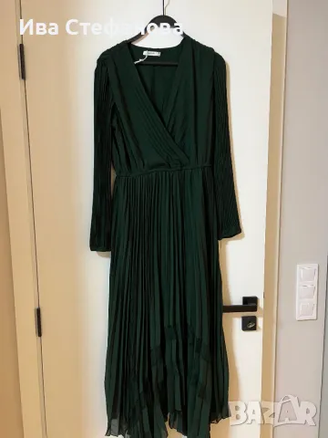 Wow 🤩 Разкошна нова  плисирана плисе солей тъмно зелена елегантна дълга рокля, снимка 8 - Рокли - 48657094