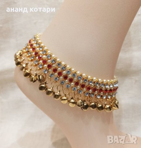 Паял-украшения за глезени с камъчета, перли и звънчета, снимка 2 - Други - 35766495