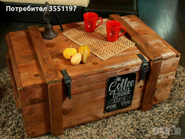 Холна маса от сандък с място за багаж и табела ТАМ КЪДЕТО ИМА ГОЛЯМА ЛЮБОВ,ВИНАГИ СТАВАТ ЧУДЕСА, снимка 7 - Маси - 53260619