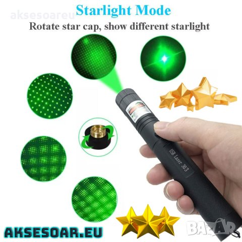 Мощен силен зелен лазер 303 CNC лазерна показалка устройство с регулируем фокус със 4 бр. приставки , снимка 7 - Други спортове - 41608804