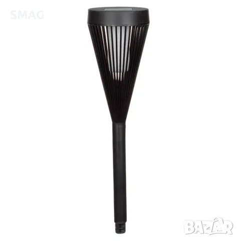 Слънчев фенер соалрна лампа LED свещ с пламък ефект пластмаса черен 35.5 см S_1220622, снимка 2 - Соларни лампи - 49905262