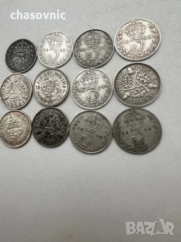 🪙 Лот 12 броя СРЕБЪРНИ монети 3 Пенса Великобритания (1920-1939) - 40€, снимка 3 - Нумизматика и бонистика - 56162584