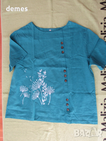 Дамска лилава блуза райе от тафта, размер XXL