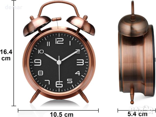 Аналогов часовник старомоден будилник със силна аларма кафяв, снимка 7 - Други - 42654409