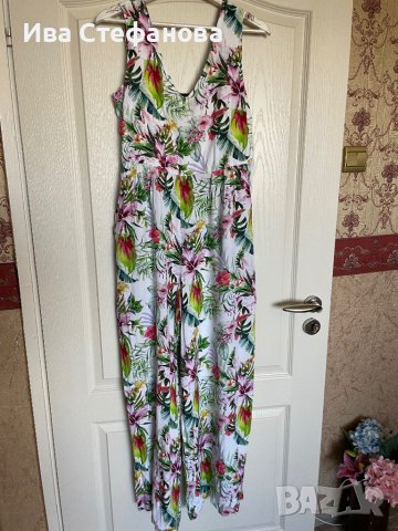Нов разкошен елегантен гащеризон тропически десен тропик принт екзотични цветя ежедневно елегантен , снимка 2 - Гащеризони - 41722816