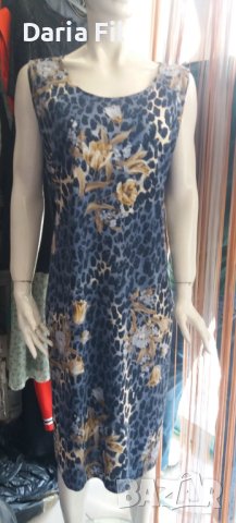 Рокля в син леопардов принт с бежови цветя 3ХЛ/4ХЛ размер, снимка 1