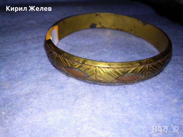СТАРА БРОНЗОВА ОРНАМЕНТИРАНА ОРИЕНТАЛСКА ЕТНОГРАФСКА ГРИВНА с МЕДЕН ОБКОВ РЪЧНА ИЗРАБОТКА 37518, снимка 5 - Антикварни и старинни предмети - 40811022