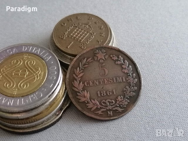 Монета - Италия - 5 чентесими | 1861г.