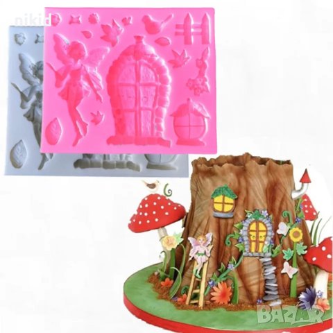 Приказна къща къщичка фея врата силиконов молд форма фондан декор, снимка 5 - Форми - 41894074