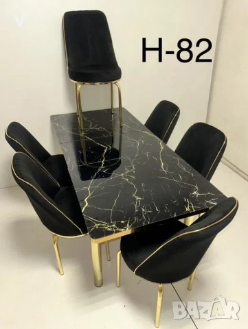 Нова трапезна кухненска маса 260 лв + 6 нови черни стола 260 лв , снимка 2 - Маси - 52938578
