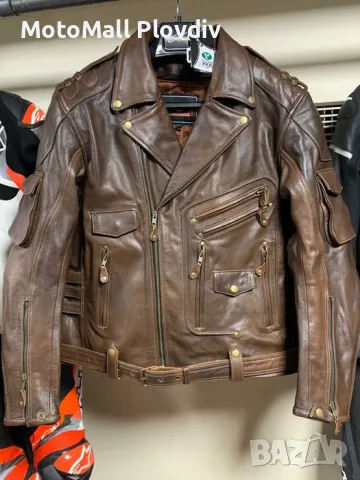 Кожено чопърско яке Motomall мото чопър естествена кожа яке мотор, снимка 7 - Аксесоари и консумативи - 49194815