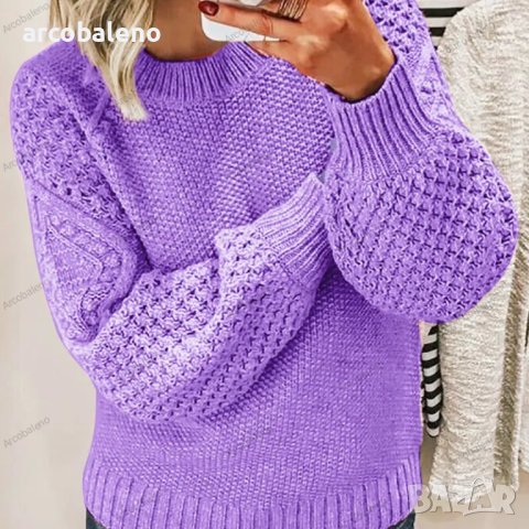 Дамски топъл дебел плетен пуловер, 5цвята - 023, снимка 3 - Блузи с дълъг ръкав и пуловери - 42541591