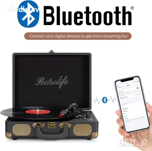 Ретро грамофон с Bluetooth, снимка 2 - Грамофони - 52370002