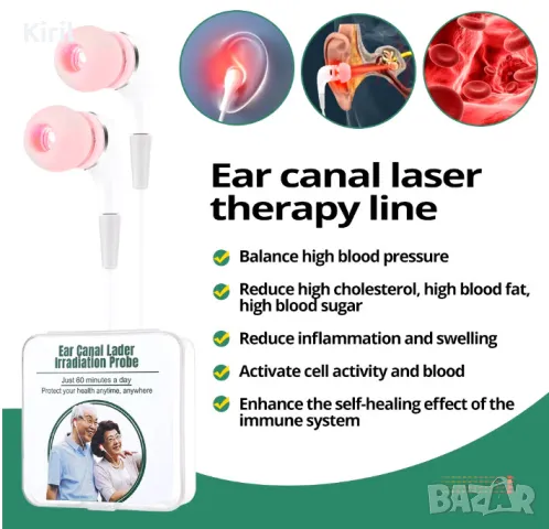 Лазерна терапия за уши LLLT Облъчване Лазерна физиотерапия Шум в ушите Тапа за уши Отит на средното 