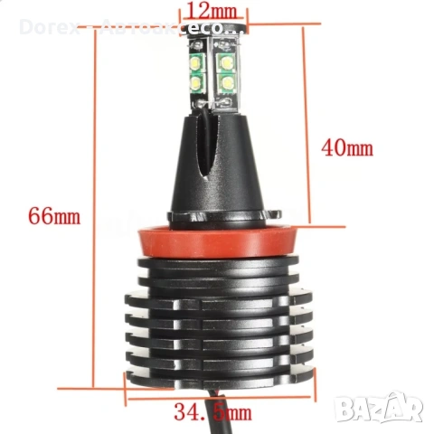 Комплект H8 LED Angel Eyes 40W крушки за BMW CANBUS оранжева светлина, снимка 3 - Аксесоари и консумативи - 53871862