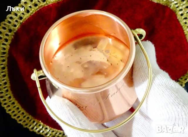 Медно котле,менче от Льовен,чиста червена мед. , снимка 2 - Антикварни и старинни предмети - 53296371