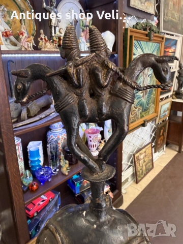 Африканска бронзова фигура/камбана Бенин №7955 , снимка 5 - Антикварни и старинни предмети - 53825140