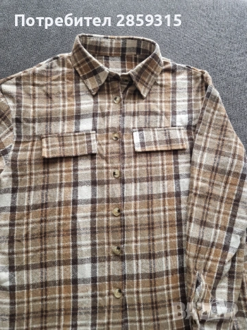 Дамска риза на каре в кафяв цвят - размер M, снимка 7 - Ризи - 52548552