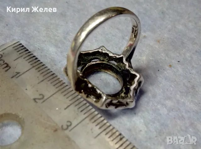 СТАР АЖУРЕН РетроАРТ СРЕБЪРЕН ПРЪСТЕН СРЕБРО 925 с ГНЕЗДА За ИНКРУСТИРАНЕ на СКЪПОЦЕННИ КАМЪНИ 41693, снимка 5 - Пръстени - 50023452