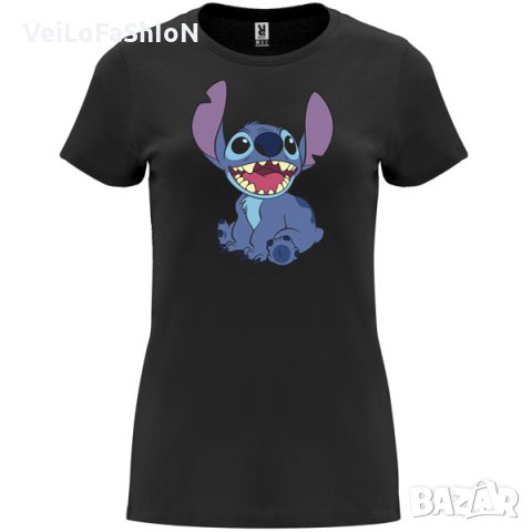 Нова дамска тениска със Стич (Stitch&Lilo) в черен цвят