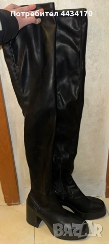 Спешно! Overknee ботуши от (еко) кожа с широк ток – ASOS Design, Made in Italy, размер 41