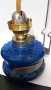Антична керосинова лампа с кобалтово стъкло, 40-те г, снимка 3