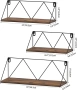 Комплект от 3 дървени стенни рафта EYMPEU в рустик стил от метал и дърво, снимка 3