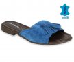 INBLU Италиански дамски чехли от естествен велур, Сини, снимка 1 - Чехли - 35983824