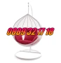 Градинска люлка тип гнездо, люлка гнездо, бяла с червени възглавници, снимка 3