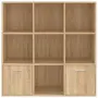 vidaXL Шкаф библиотека, дъб сонома, 98x30x98 см, инженерно дърво, снимка 6