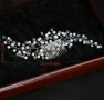 Аксесоар за коса – сребрист, с перли и кристали за сватба, бал, парти, снимка 2