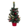 Декоративна коледна елха с червени топки в саксия, 20 LED, 50см, снимка 1