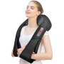 4D шиацу масажор за врат и гръб с ръкохватки Black Edition – с 6 бутона и 16 масажни глави