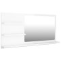 vidaXL Огледало за баня, бял гланц, 90x10,5x45 см, ПДЧ(SKU:805021, снимка 1 - Огледала - 44318389