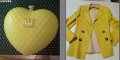 СЕТ чанта  сърце и сако в жълто, снимка 1 - Сака - 34386416