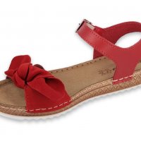 Дамски анатомични кожени сандали с панделка INBLU, Червени, снимка 2 - Сандали - 35982615