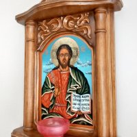 Дърворезба домашен иконостас с иконопис " Исус Христос ", снимка 4 - Други стоки за дома - 41896032