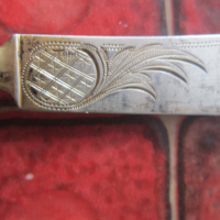 Уникален сребърен нож за торта 19 век с гравюри, снимка 4 - Други ценни предмети - 36195309