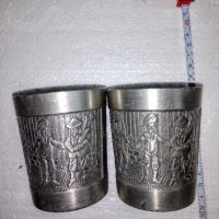 Релефни Чаши от калаено-сребърна сплав, снимка 4 - Антикварни и старинни предмети - 39284581