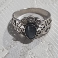 Vintage сребърен пръстен 925 с котешко око , снимка 4 - Пръстени - 44406188