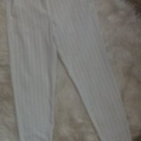 СТРАХОТЕН спортно-елегантен панталон с висока талия  - бял на черно райе, снимка 1 - Панталони - 41686906