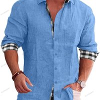 Мъжка карирана риза с дълъг ръкав. Големи размери, 10цвята, снимка 7 - Ризи - 41243720