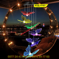 Светещи вятърни камбанки със соларен панел - Пеперуди - КОД 4163, снимка 3 - Лед осветление - 44681444