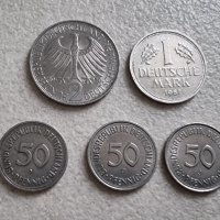 Монети . Германия.  1 , 2  дойче марки и  3 бройки по 50 пфенига., снимка 1 - Нумизматика и бонистика - 38325471