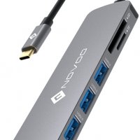 NOVOO  USB C Hub 6 в 1 USB-C към 4K HDMI, 3хUSB 3.0, SD/TF четец на карти, снимка 1 - Други - 39170277
